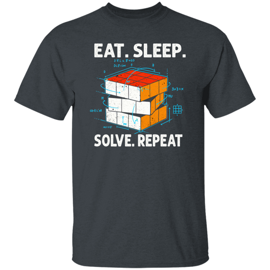 Math Lover Gfit, Eat Sleep Solve Repeat, Solve The Cubing, Retro Cube Lover Unisex T-Shirt