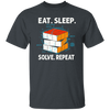 Math Lover Gfit, Eat Sleep Solve Repeat, Solve The Cubing, Retro Cube Lover Unisex T-Shirt