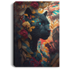 Black Panther Hiding Behind Vibrant Intricate Flowers, Majestic Black Panther With Flowers