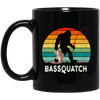 Retro Bass Quatch Angler Fish Vintage Gift For Friend Black Mug