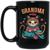 Knitting Grandma, Grandmeow, Love Cat, Love Knit, Gift For Grandma Black Mug