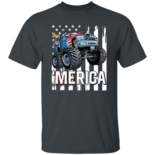 America Lover, Monster Truck USA Flag, Patriotic Boy Lover