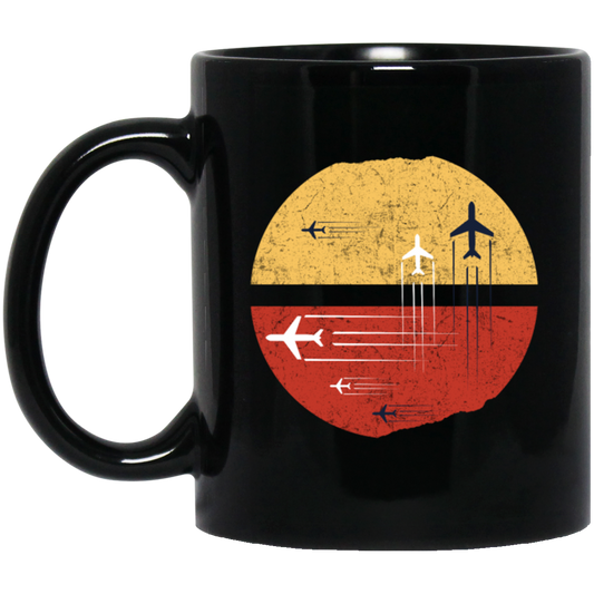 Black And White Aircraft With Circle Jet Fighter Jet Christmas Flying Gift Black Mug