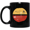 Black And White Aircraft With Circle Jet Fighter Jet Christmas Flying Gift Black Mug