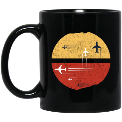 Black And White Aircraft With Circle Jet Fighter Jet Christmas Flying Gift Black Mug