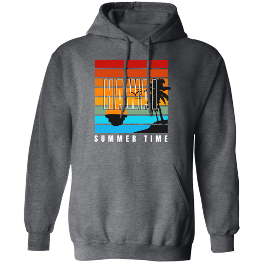 Retro Hawaii Summer Time Coconut Tree Siluet Half Left Gift Pullover Hoodie