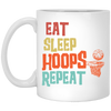 Basketball Gift, Eat Sleep Hoops Repeat Png, Retro Basketball Sport