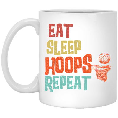 Basketball Gift, Eat Sleep Hoops Repeat Png, Retro Basketball Sport