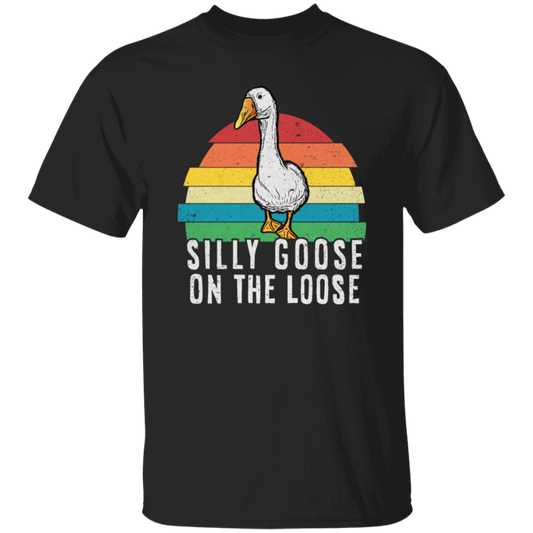 Goose Love Gift, Silly Goose On The Loose, Love Goose Gift, Retro Style Unisex T-Shirt