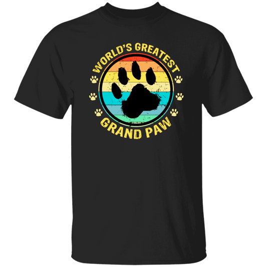 Worlds Greatest Grand Paw, Grandpa Dog Lover, Retro Paw Love Unisex T-Shirt