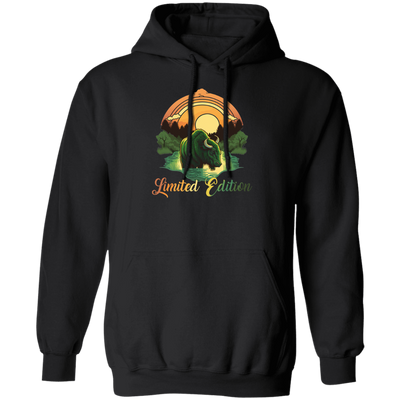 Green Bison With A River, Sunset And Treeline, Love Cow, Cow In Sunset Pullover Hoodie