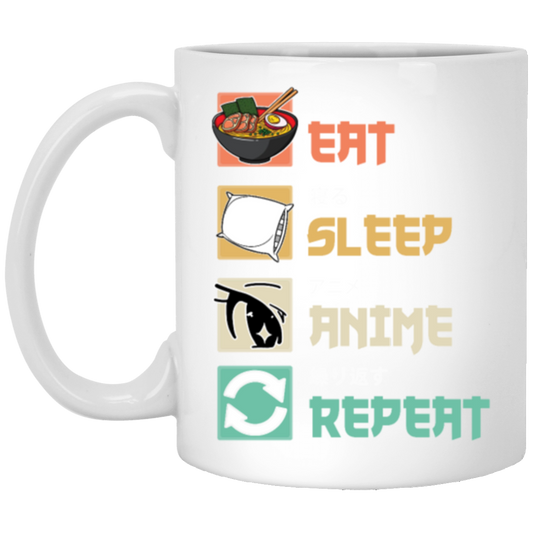 Retro Eat Sleep Anime Repeat Japanese Manga Vintage