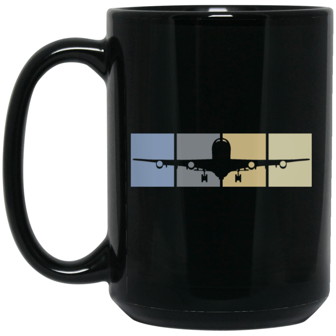 Airbus Vintage Motif Pilot Plane Vintage Color Airplane Gift For Fly Lover Black Mug