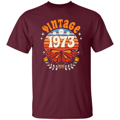 This vintage and classic 1973 Birthday Gift Retro Butterfly 1973 t-shirt is sure to be a hit. Showcase your retro style with the classic design, which features a butterfly motif from 1973. Perfect for any vintage lover, it's a great birthday gift.