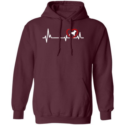 French Dog, Bull Dog Heartbeat, Dog In My Heart, Retro Heartbeat Pullover Hoodie