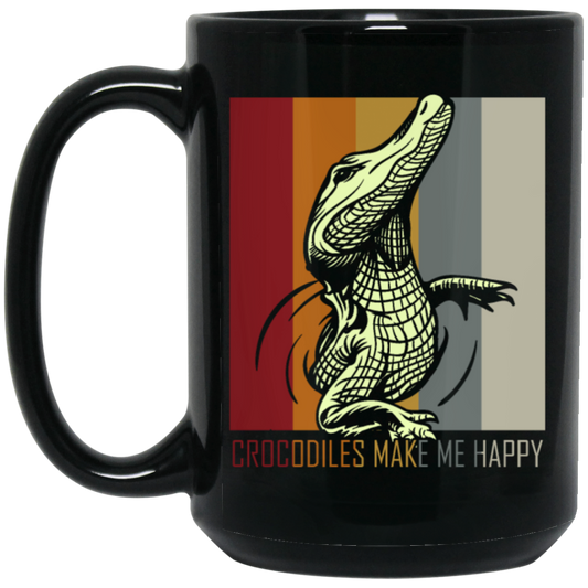 Green Crocodile Vintage Alligator Wildlife Animal Black Mug