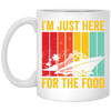 Cruising Gift, Retro Cruiser Ship, I Am Just Here For The Food, Vintage Ship White Mug