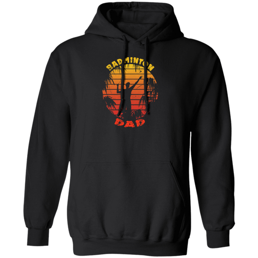 Badminton Palm Trees Gift For Dad Vintage Play Badminton Sporty Pullover Hoodie