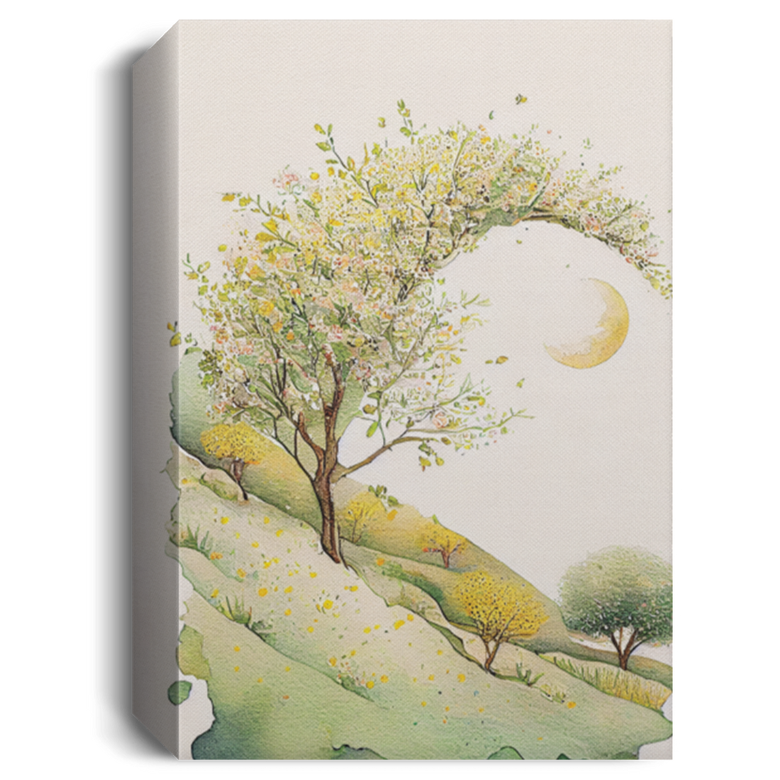 Meadow Watercolor Style, Lovely Field, Art For Relaxing