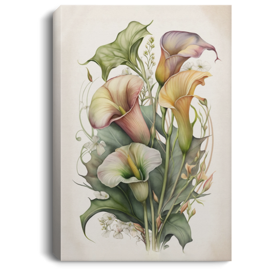 Calla Lily Lover Gift, Lily Fantasy, Watercolor Retro Style Of Lily Blossom Canvas