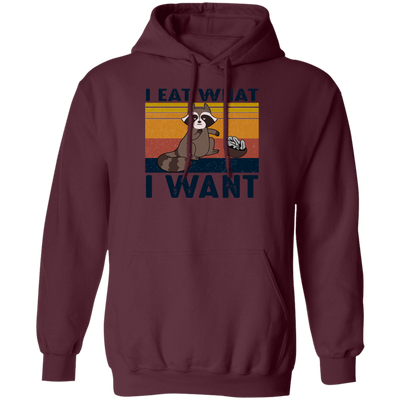 Retro Raccoon I Eat What I Want, Funny Raccoon Pullover Hoodie