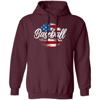 American Baseball, Love Baseball, Love American Football, American Flag In Ball Pullover Hoodie