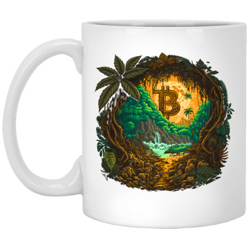 Love Bitcoin Gift, Bitcoin In The Jungle, Secret Forest, Mystery Jungle White Mug