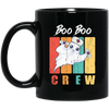 Retro Cute Boo, Boo Boo Crew Nurse Ghost Kawaii Halloween Costume Black Mug