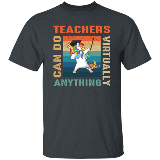 Vintage Teachers Can Do Virtually Anything, Unicorn Template Unisex T-Shirt