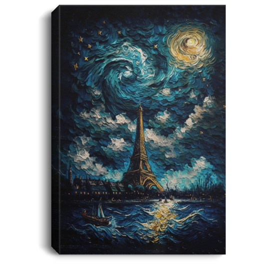 Van Gogh Style Starry Night With Background As Paris With Eiffel Tower, Night Sky in Paris