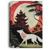 Japanese Fox With Big Moon, Japanese Style, Japan Temple, Fox Lover Gift, Forest In Japan