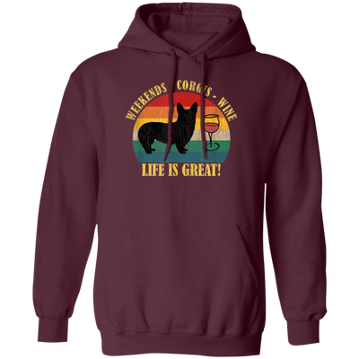 Retro Dog Weekends Wine Lovers Retro Life Is Great Pullover Hoodie