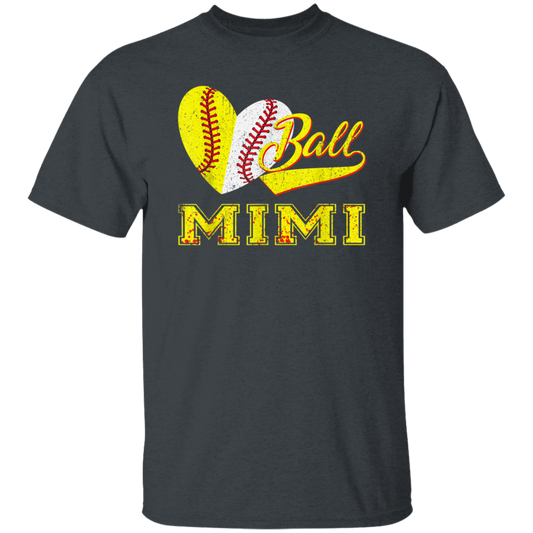 Gift For Mimi, Best Mimi Ever, Love Baseball Gift, Heart Ball, My Ball For Mimi Unisex T-Shirt