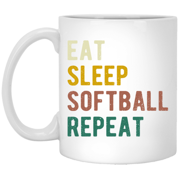 Retro Eat Sleep Softball Repeat Gift