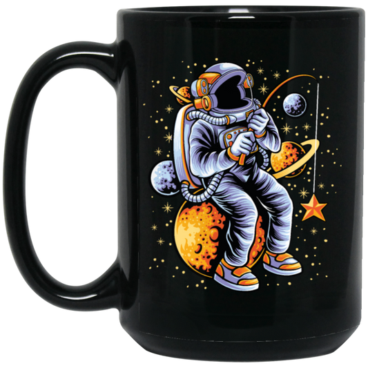 Astronaut Fishing A Star Astronaut Funny Birthday Gift Black Mug