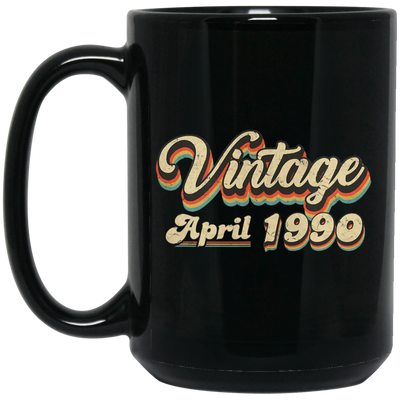 Birthday Gift Vintage April 1990 Black Mug