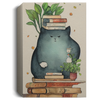 A Giant Cozy Cat With Books And House Plants And Jars And Mushroom, Anime Cat, Read Book, Bookworm