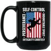 American Taekwondo, Self-Control, Perseverance, Integrity Courtesy, Indomitable Spirit Black Mug