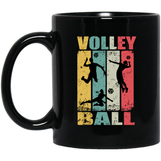 Volleyball Vintage Style, Beach Sport Gift, Best Sport For Besch Party Black Mug