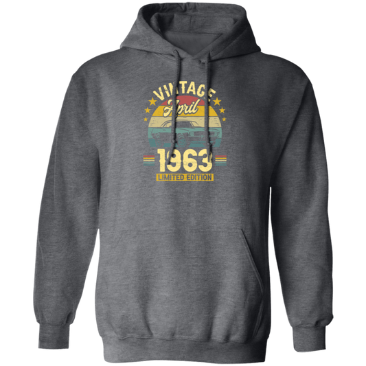 Celebrate with this limited edition 1963 pullover hoodie. With retro-style lettering and graphics, it's the perfect choice for commemorating a special April birthday. Show off the special year in style.