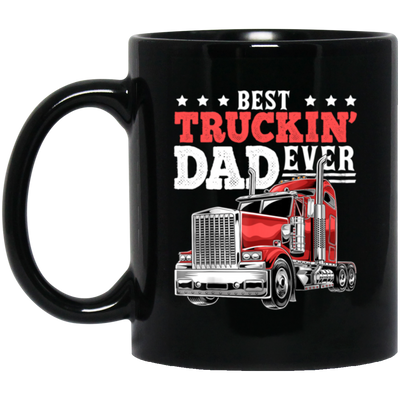 Truck Lover, Best Truckin Dad Ever, Love Truckin In Vintage, Dad Gift Black Mug