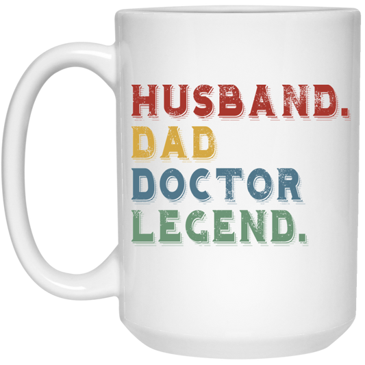 Retro Husband Dad Doctor Legend White Mug