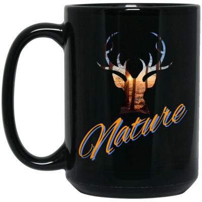 Nature Deer Head Outdoor Forest Sunset Deer Black Mug