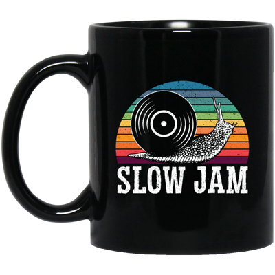 Vinyl Snail, Slow Jam Vinyl, Record Album Music Lover, Love Snail, Retro Vinyl Black Mug