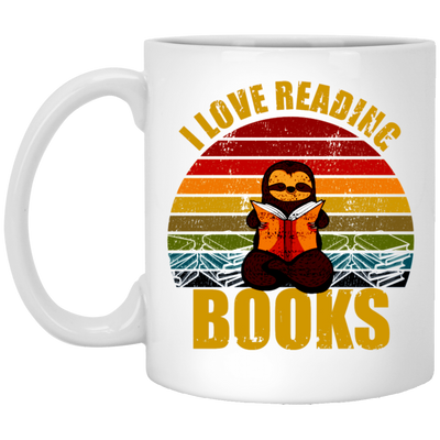 Sloth I Love Reading Books White Mug