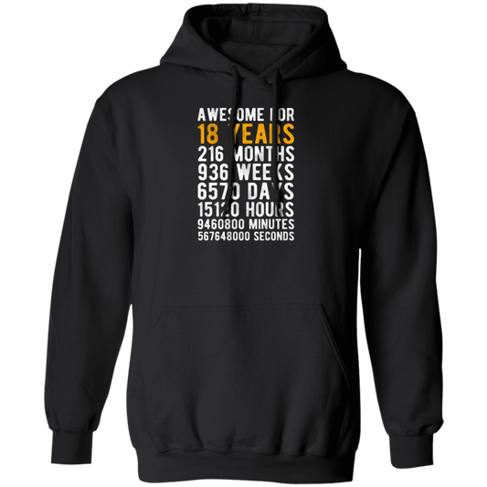 Awesome For 18 Years, 18th Birthday Gift Best Gift Idea For 18 Pullover Hoodie