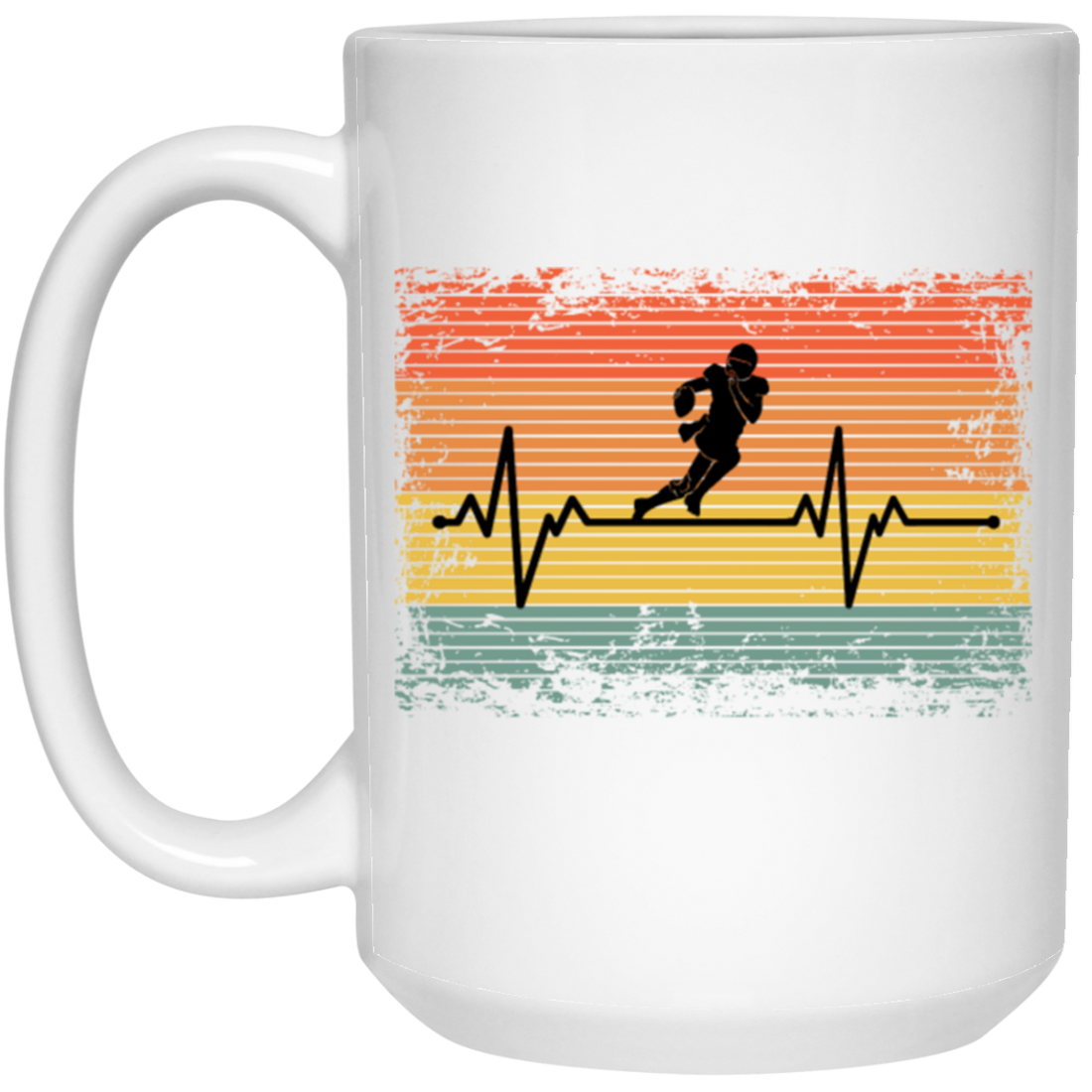 Retro Heartbeat Football Gift White Mug