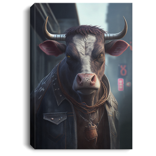 Gangters On The Street, Cow Gangter Art, Swag Cow Love Canvas