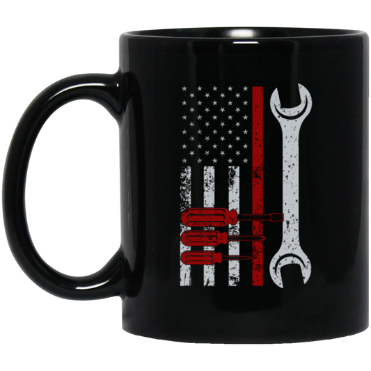 American Tool Gift, Patriotic Mechanic Gifts, Love Patriotics, American Lover Black Mug