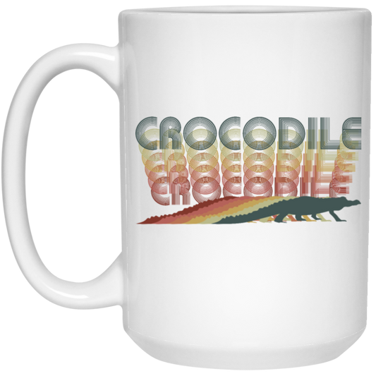 Colorful Crocodile, Repitles Lover Birthday Gift, Retro Crocodile White Mug